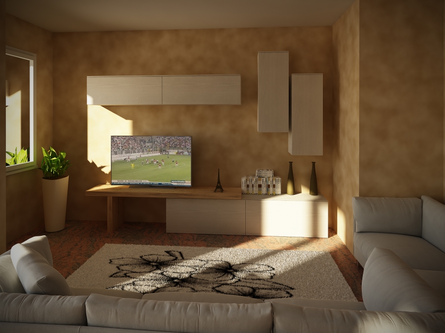 Render di un mobile da salotto
